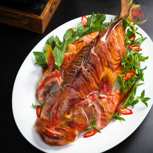 Cá mú đen/ Cá mú sao đỏ hấp hồng kông